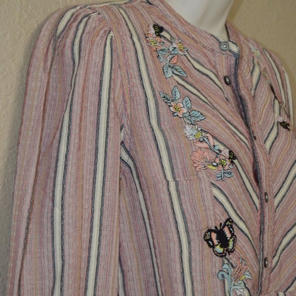 Zadig & Voltaire Teda Raye Striped Embroidered Long Sleeve Blouse - Picture 4 of 9